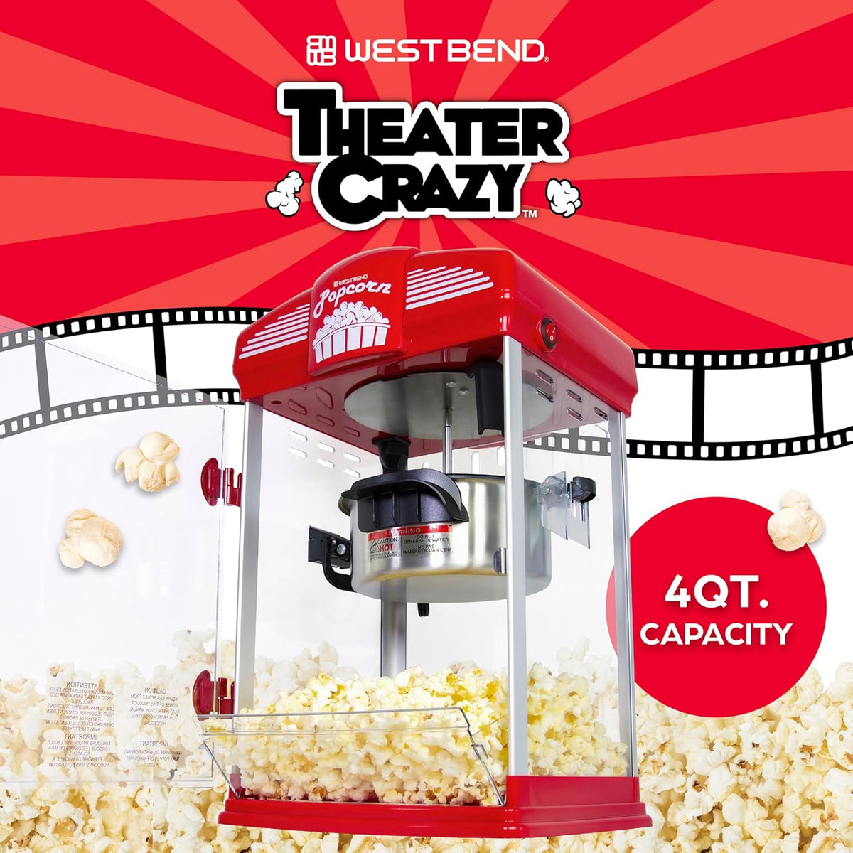 Theater Crazy Movie Theater Popcorn Popper, Gourmet Popcorn Maker Machine – detail