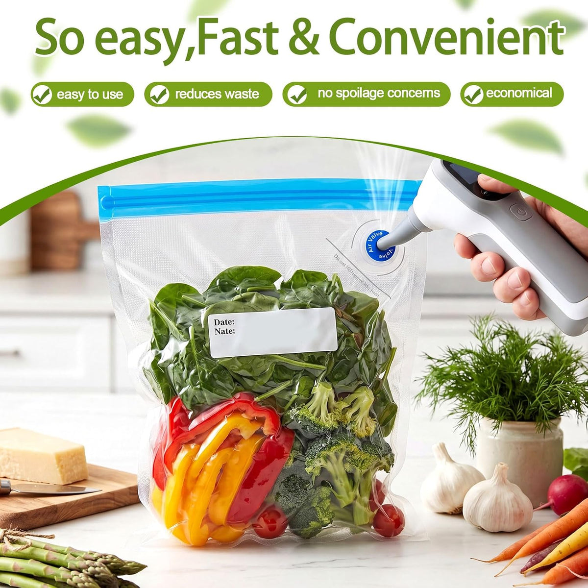 60 Pcs Vacuum Sealer Bags for Food, Sous Vide Bags, 4 Sizes Reusable – size reference
