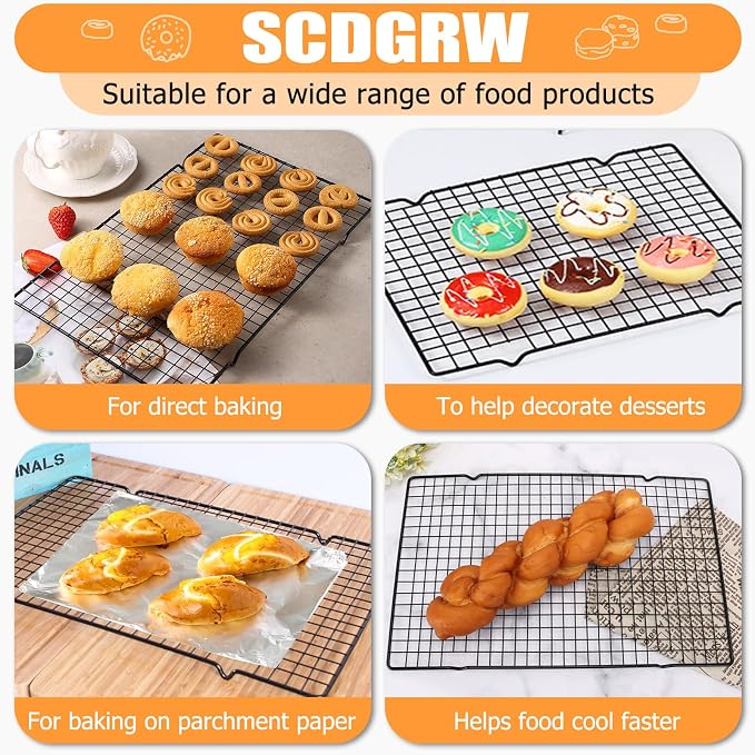 Cooling Racks, 5-Piece Set, 10 x 16 Inch Heavy Duty Wire Baking Rack
