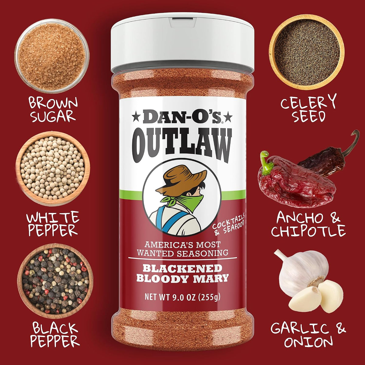 Outlaw Seasoning 6 Bottle Set- Butter Dust, Butter Steak, Spicy BBQ, Sweet – size reference