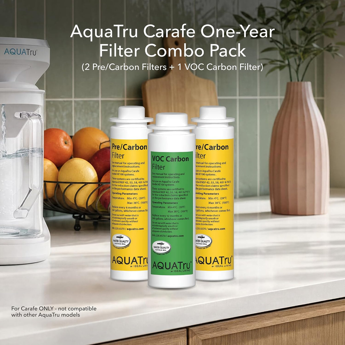 AquaTru One-Year Carafe Filter Combo Pack – Includes 1 Pre/Carbon Filter – detail