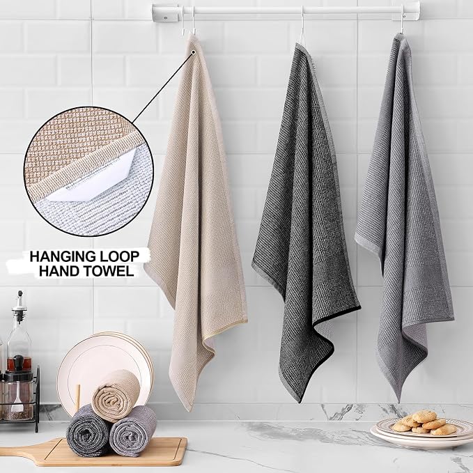Dish Towels 6 Pack, 18 x 28 Inch Cotton Flat and Terry Kitchen Towels
