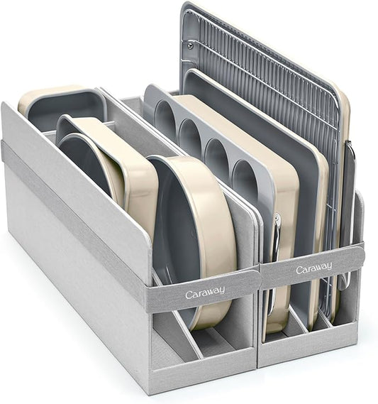 Caraway Nonstick Ceramic Bakeware Set (11 Pieces) - Baking Sheets, Assorted Baking Pans, Cooling Rack, & Storage - Aluminized Steel Body - Non Toxic, PTFE & PFOA Free - Cream