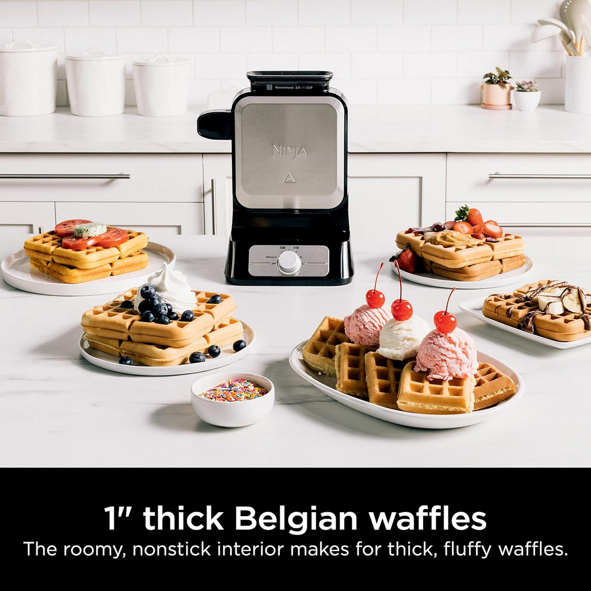 Belgian Waffle Maker Pro, 5 Shade Settings, Black/Silver, BW1001 – alternate view