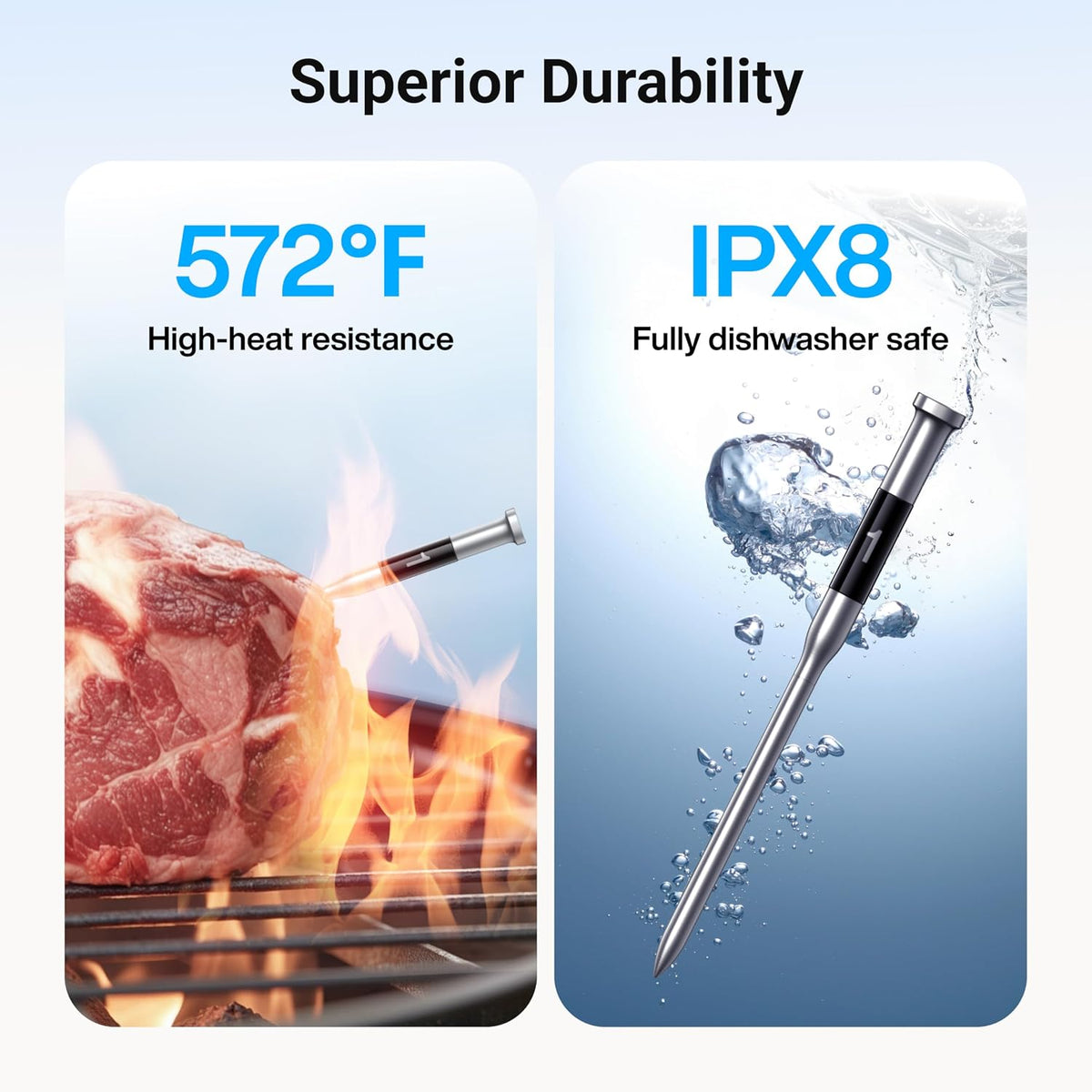 Smart Bluetooth Wireless Meat Thermometer with WiFi App – size reference