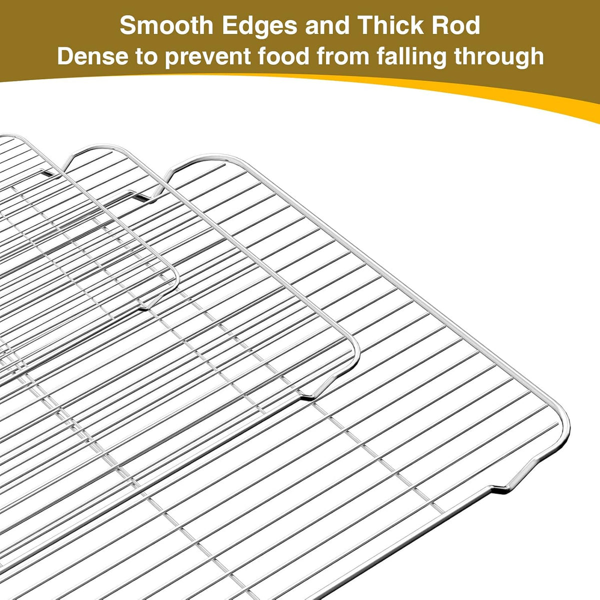 Baking Sheet with Rack Set (3 Pans + 3 Racks), Stainless Steel Baking Pan – close-up