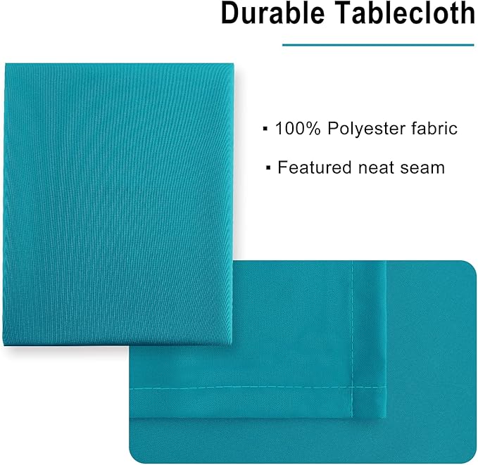 Tablecloth 70 x 120 Inch Rectangular, Turquoise Polyester, Washable