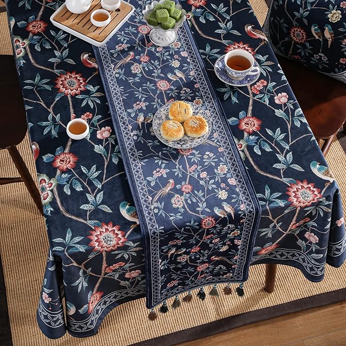 Table Runner, Velvet Floral, 12 x 118 Inch, Polyester