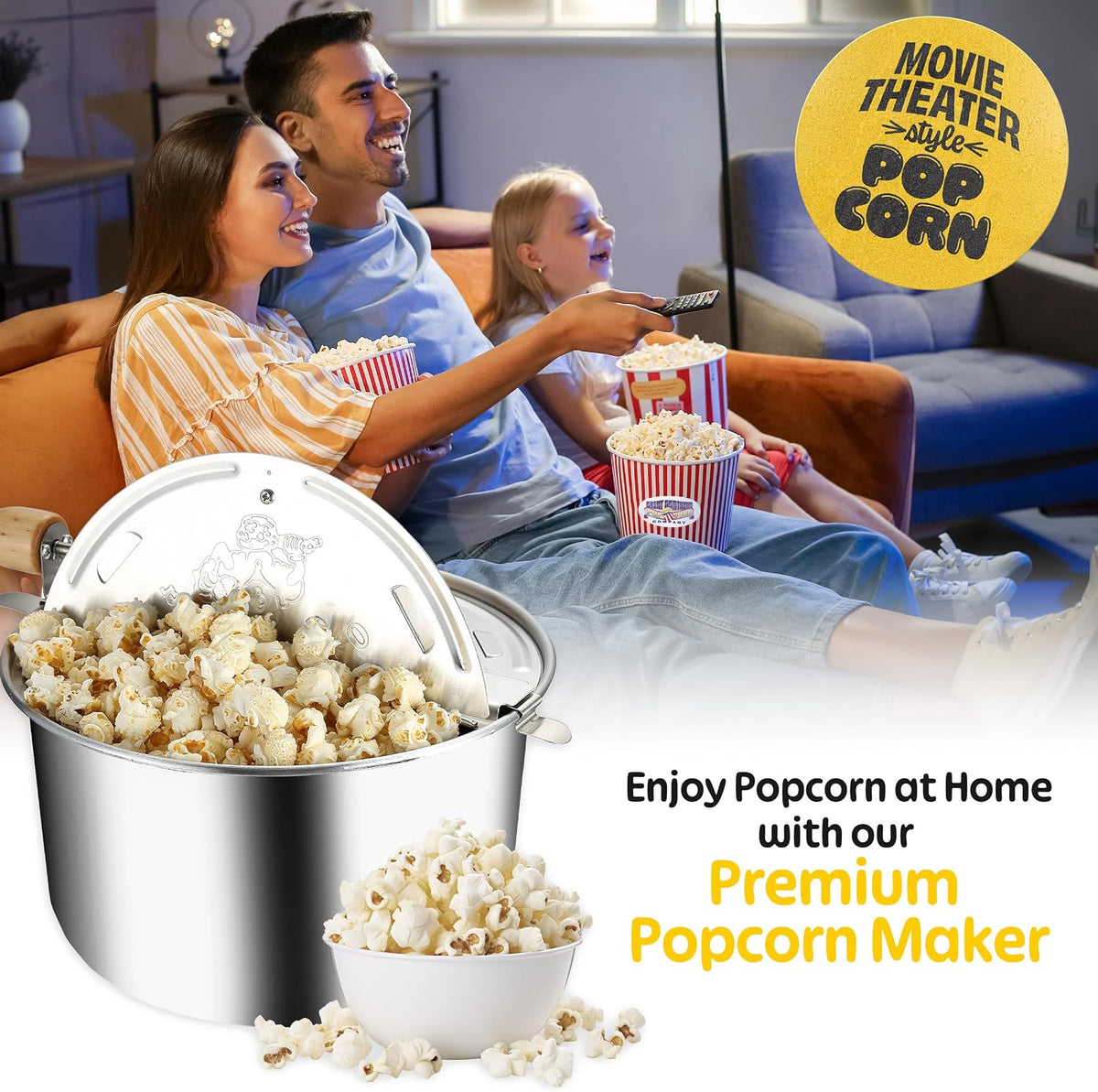 Popcorn Stovetop Popcorn Maker, Silver, 6.5 Quart – alternate view