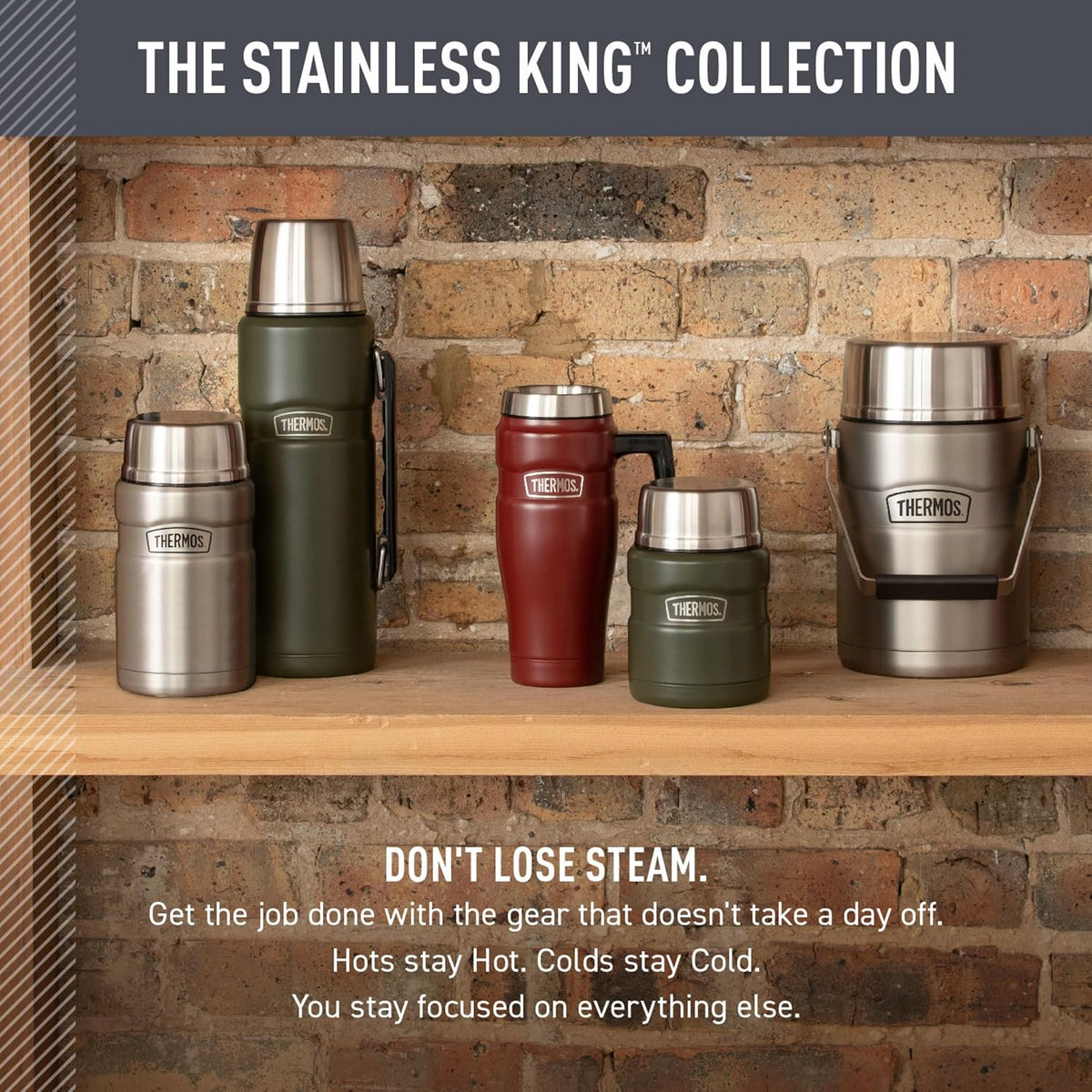 Stainless King Food Jar with Spoon, 16oz, Matte Steel – another angle