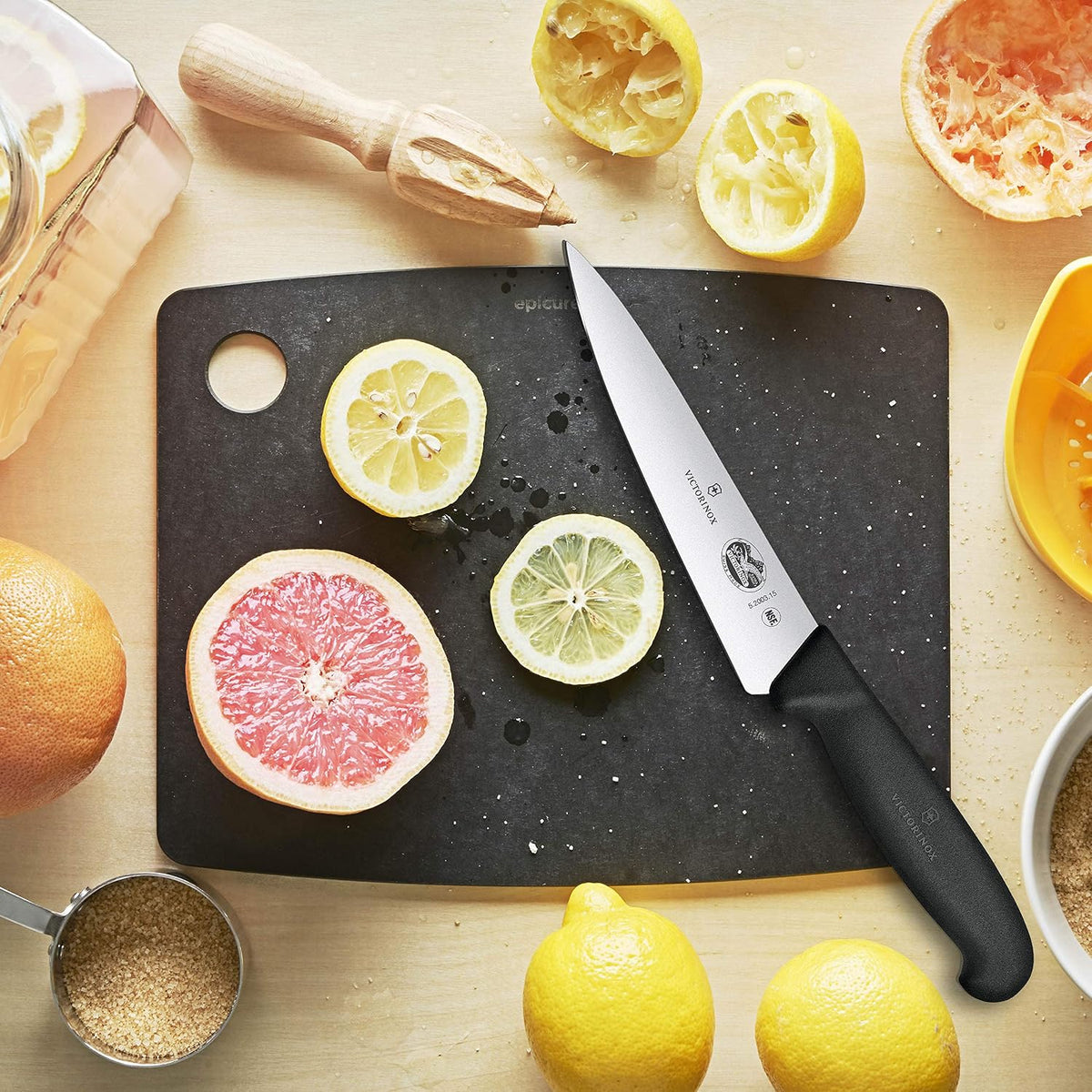 Fibrox 6 Inch Straight Edge Chef's Knife, Black – detail