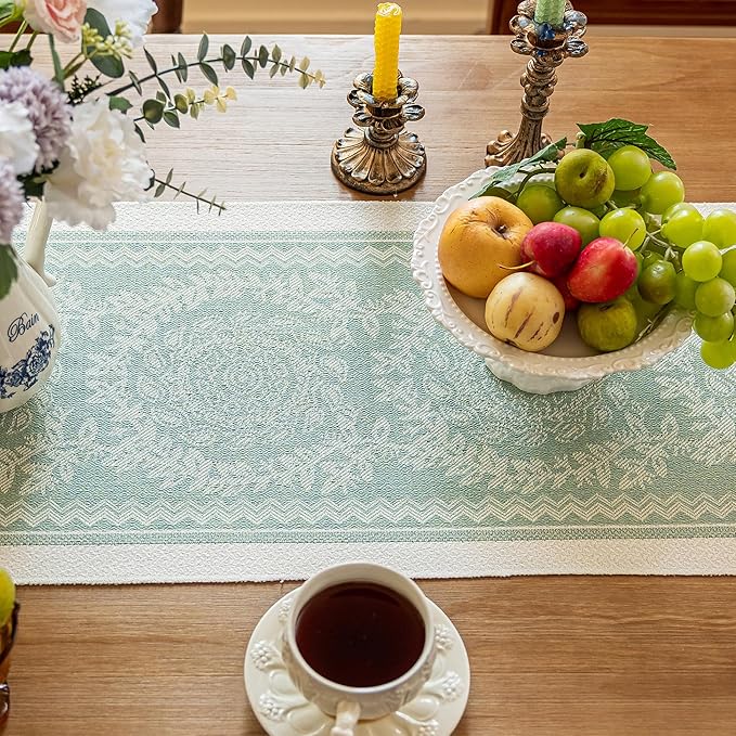 Polyester Boho Table Runner with Fringe, 14x138 Inches