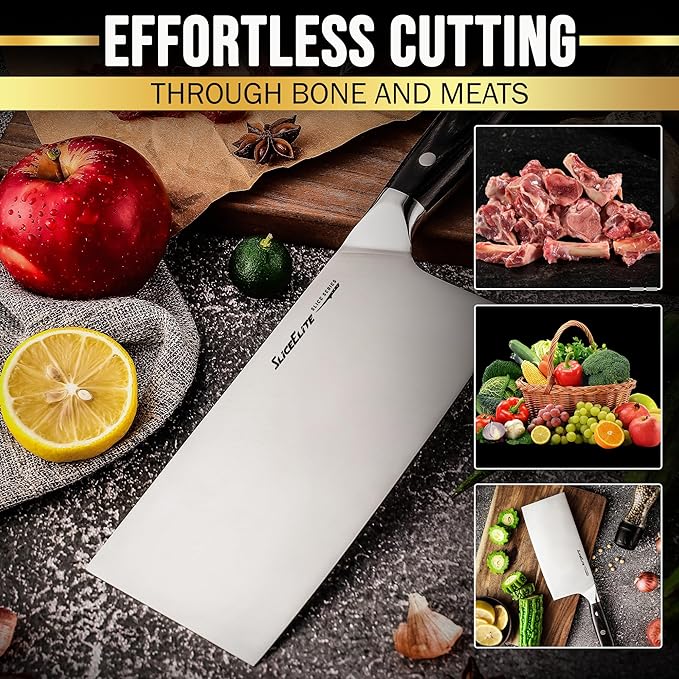 Slice Series 7 Inch Cleaver Knife High Carbon German Steel – 7in