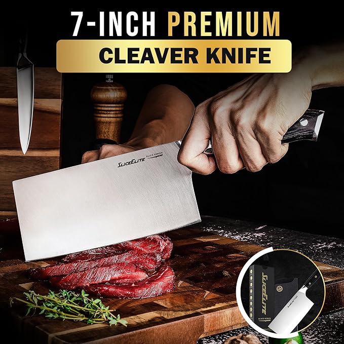 Slice Series 7 Inch Cleaver Knife High Carbon German Steel – 7in