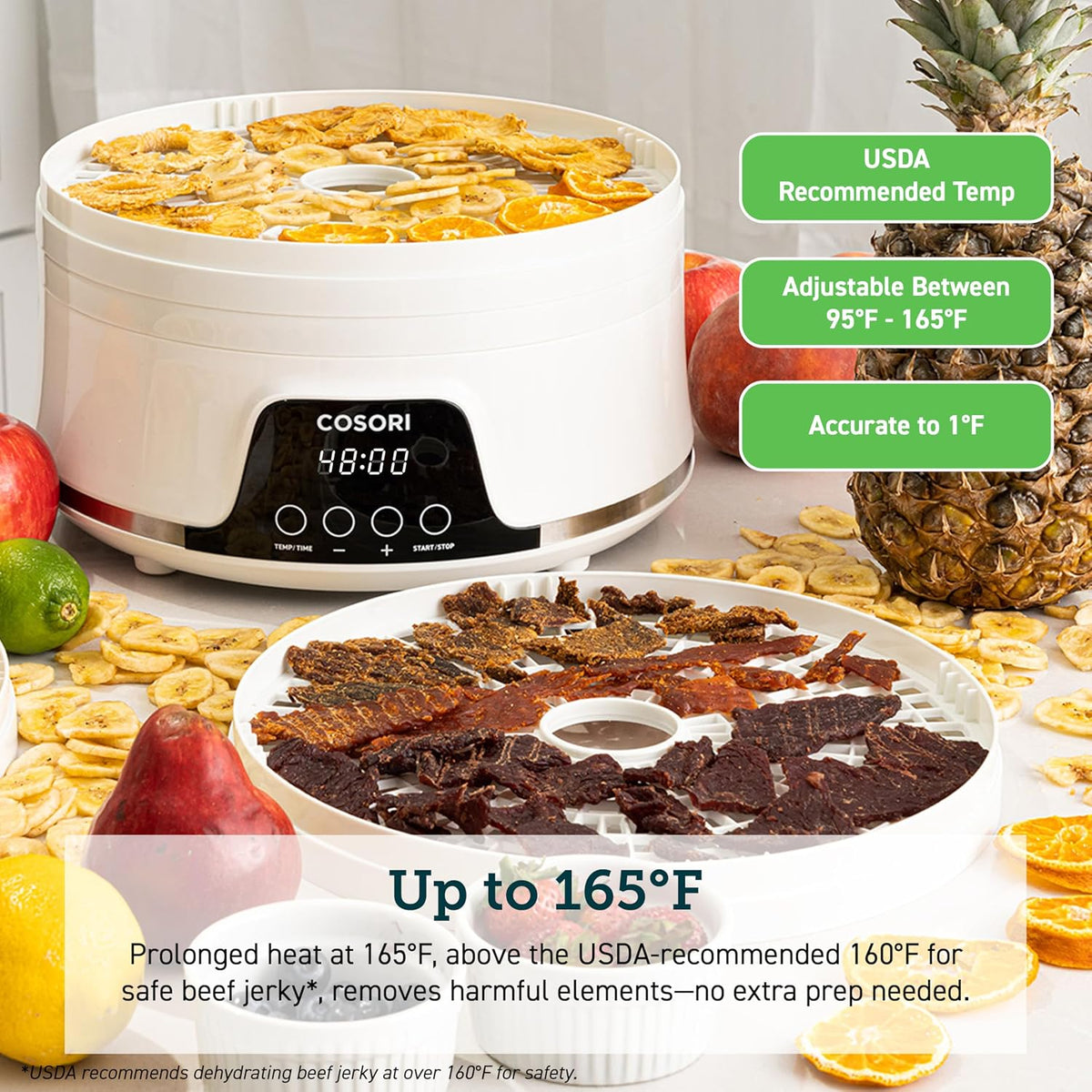 Food Dehydrator, 5 BPA-Free Trays, 165°F Temperature Control, 350W – detail