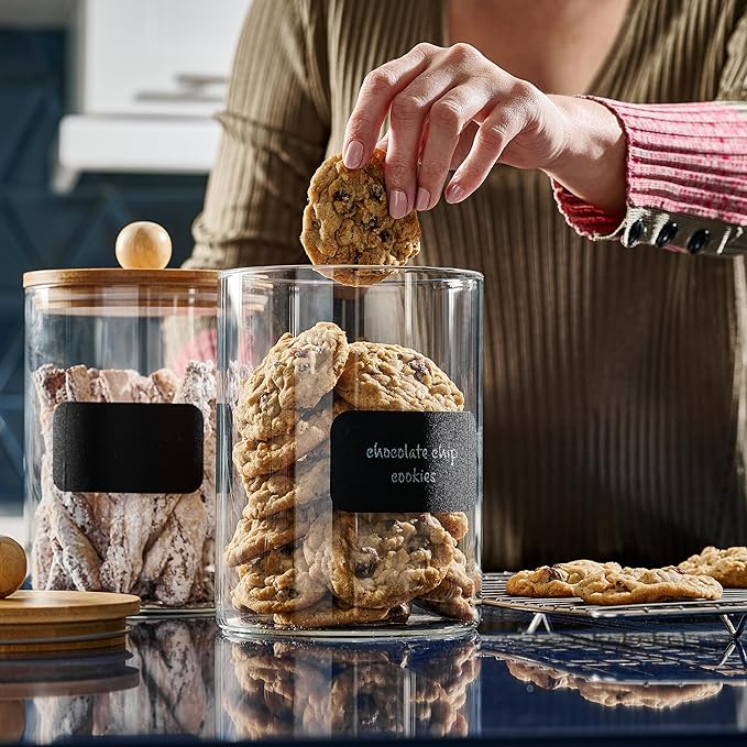Airtight Glass Canister Set with Bamboo Lids, 2 Pieces