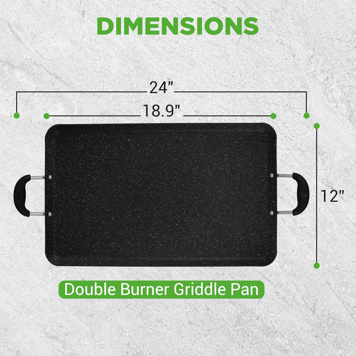 Double Burner Griddle, Non-Stick Stove Top Griddle for Gas Stove, Dishwasher – size reference