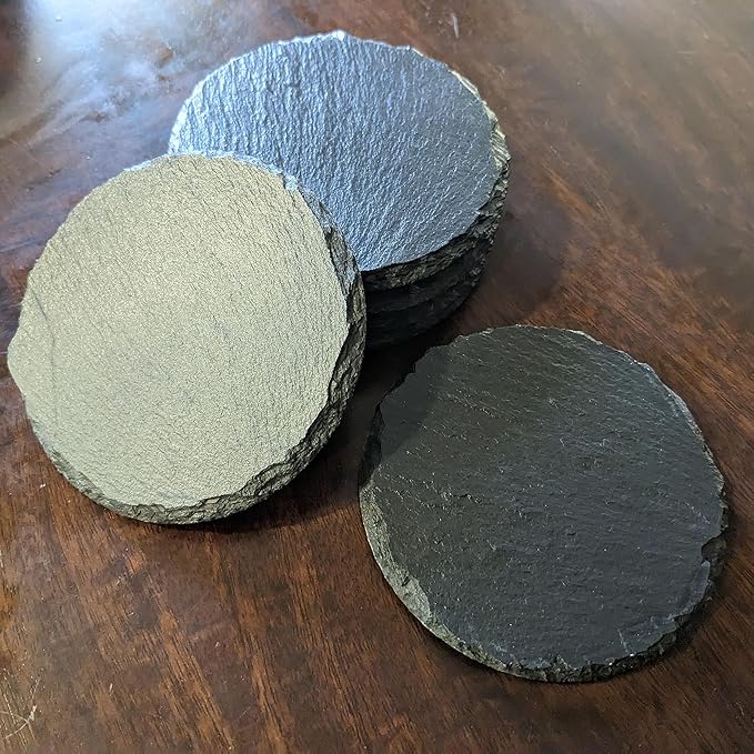 The Open Road Awaits: Motorcycle Coasters with Inspirational Quote - Round Slate - Set of 6
