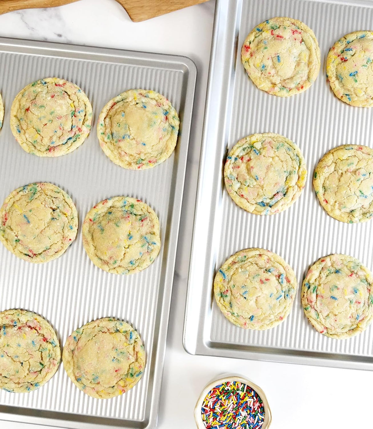 Bakeware Cookie Sheet, Warp Resistant Nonstick Baking Pan, Made in the USA from – size reference