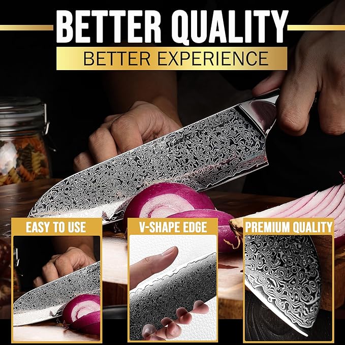 Elite Series 7 Inch Santoku Knife VG10 Damascus Steel – 7in
