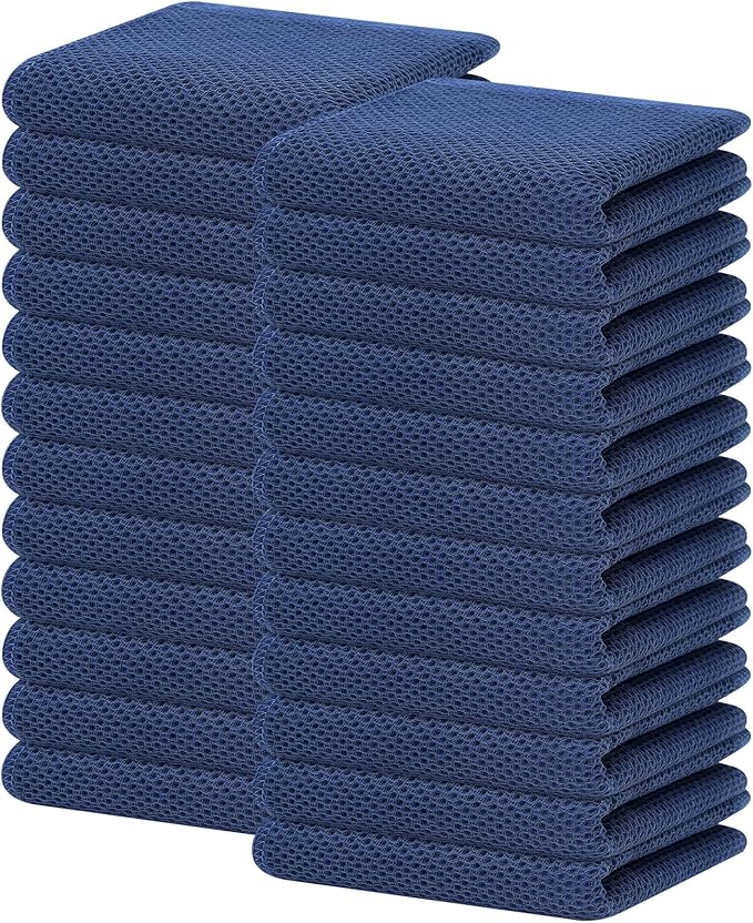 100% Cotton Waffle Weave Kitchen Dish Towels – Navy Blue