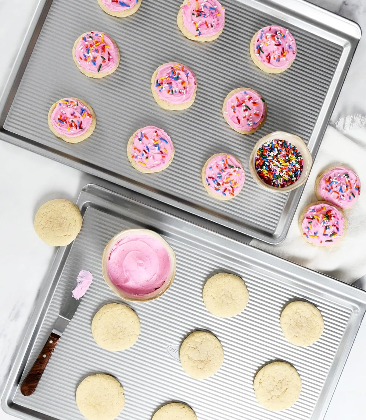Bakeware Cookie Sheet, Warp Resistant Nonstick Baking Pan, Made in the USA from – close-up