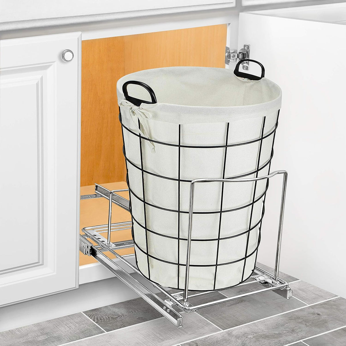 Pull-Out Trash Can Drawer – Sliding Organizer for Kitchen Cabinet or Under-Sink – set view