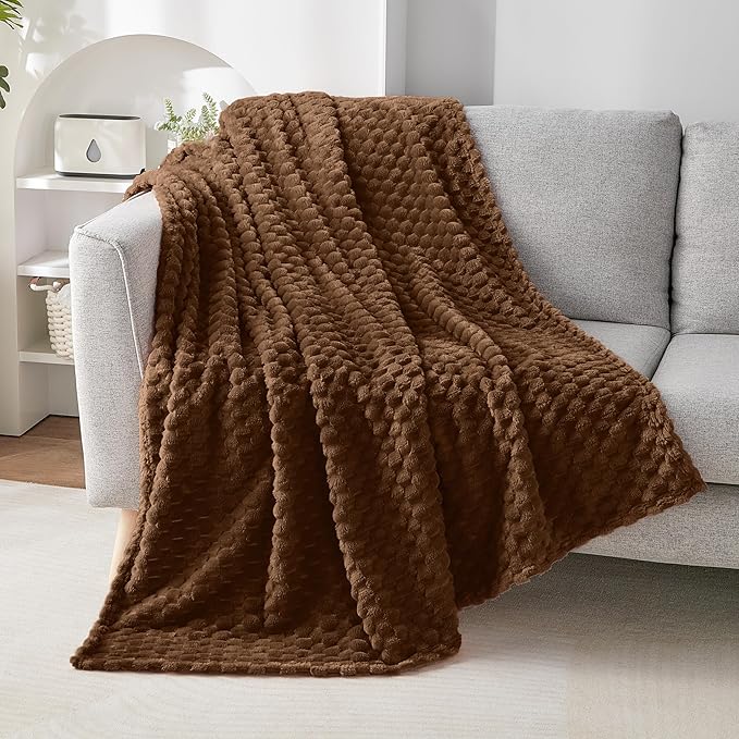 Throw Blanket 50x60 Inch Coffee Soft Microfiber Polyester