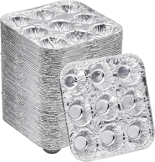 9-Cavity Mini Cupcake Easy and Simple Release Muffin Pans - Disposable Aluminum Baking Cup Cake Mold Pan - For Weddings, Gatherings, Birthdays, Parties (24)