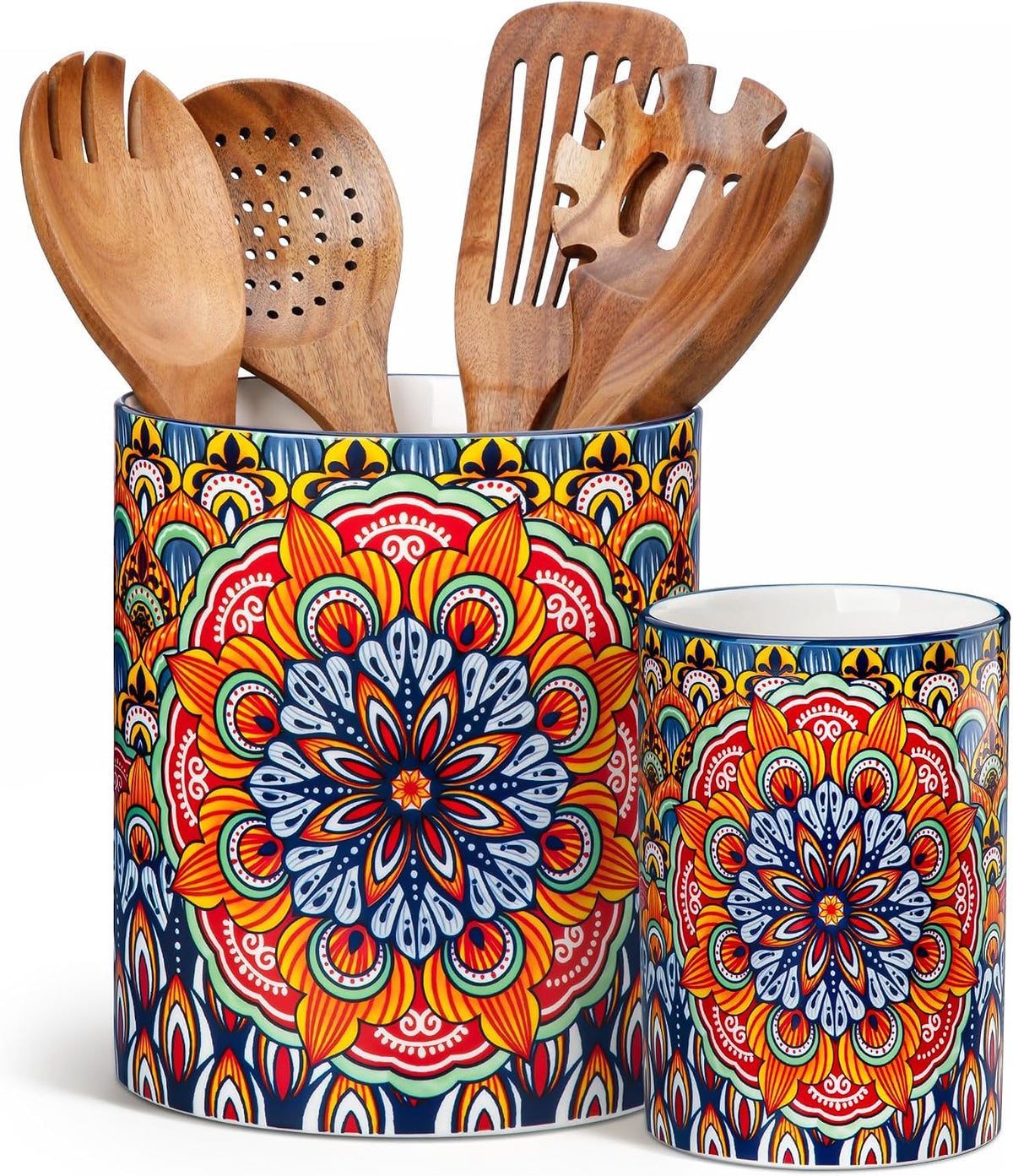 7.3"+5.5" Utensil Holder, Porcelain Utensil Holder for Countertop