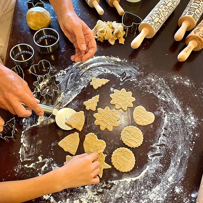 AZTEC Embossed Rolling Pin for Ceramic. Clay Roller and Ceramic Stamp for Embossing Pottery. Baking Gifts for Women by Algis Crafts for Embossed Cookies
