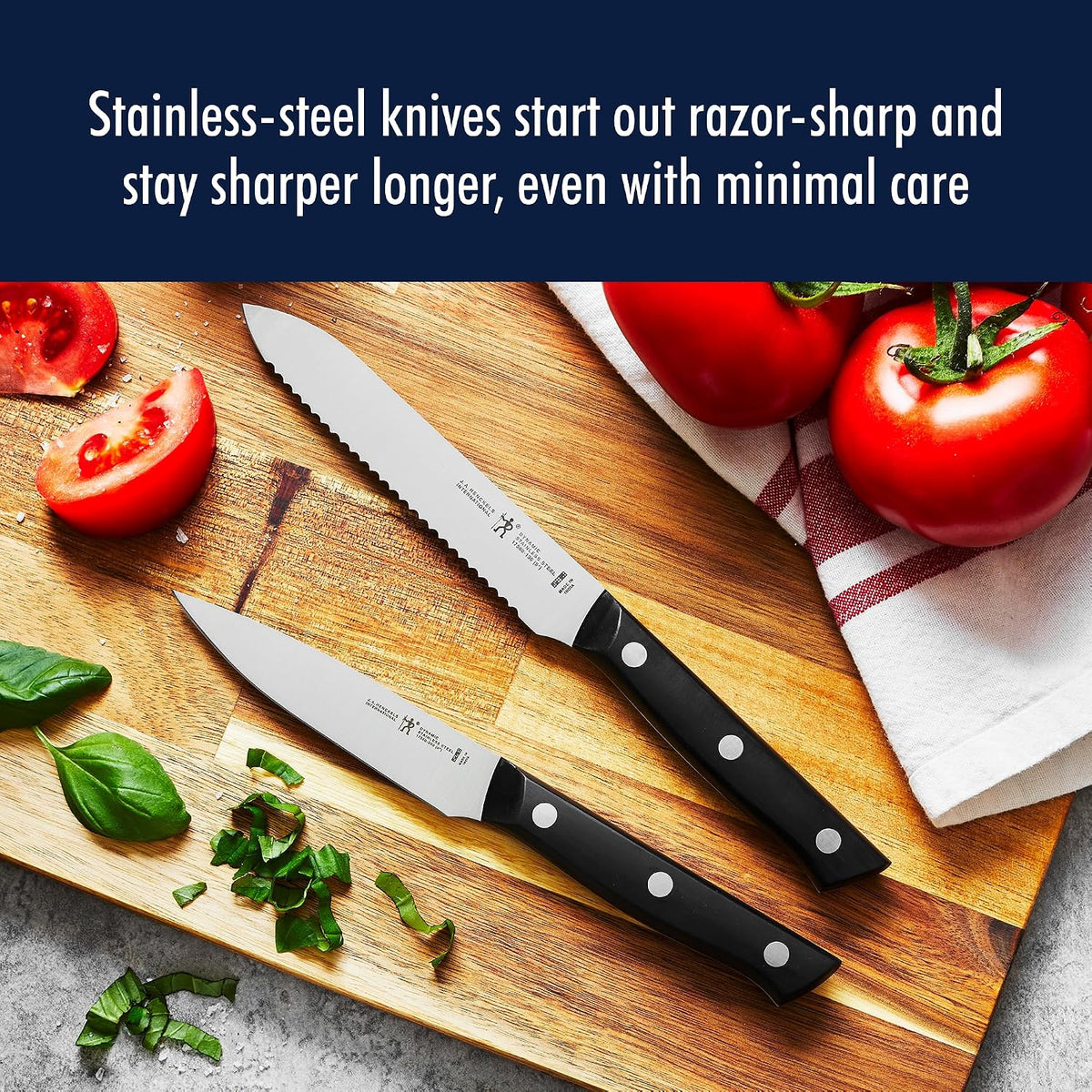 Dynamic 5-Pc Knife Set with Chef, Bread, Utility, Paring, Santoku – alternate view