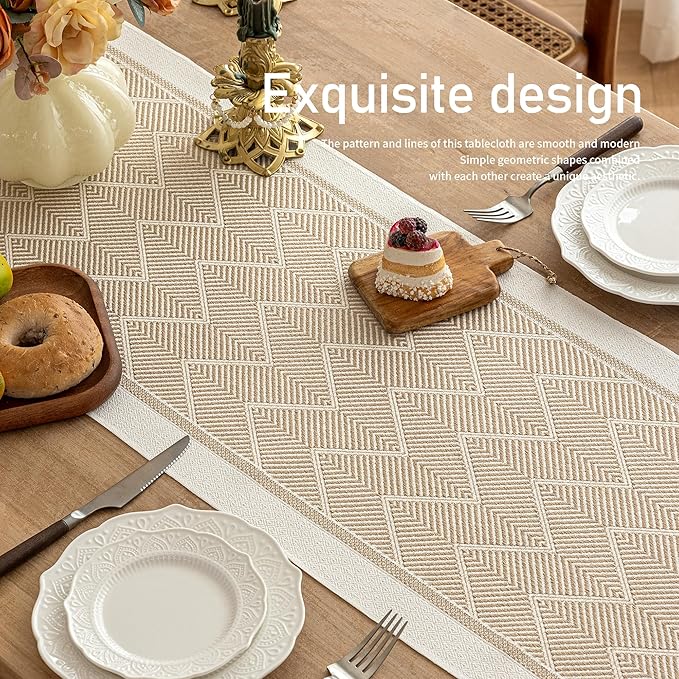 Table Runner 14 x 119 Inch Coffee Boho Polyester with Fringe