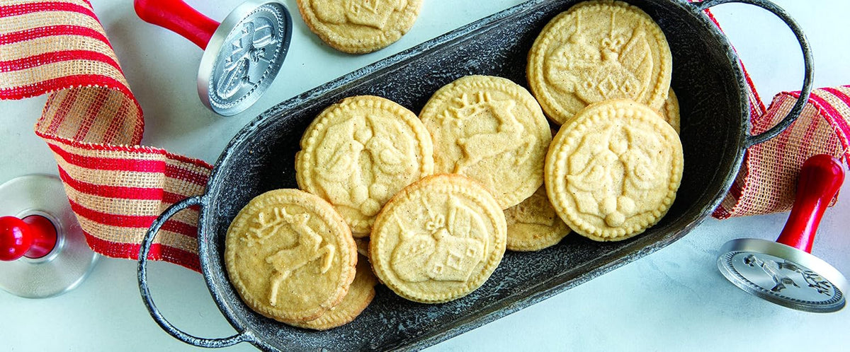 Yuletide Cookie Stamps (Set of 3), Sturdy Cast Aluminium Cookie Stamp Set – close-up