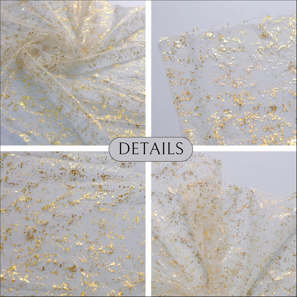 10 Pack 10ft Gold Table Runners, Sheer Chiffon Tulle Cheesecloth Sequin Glitter – alternate view