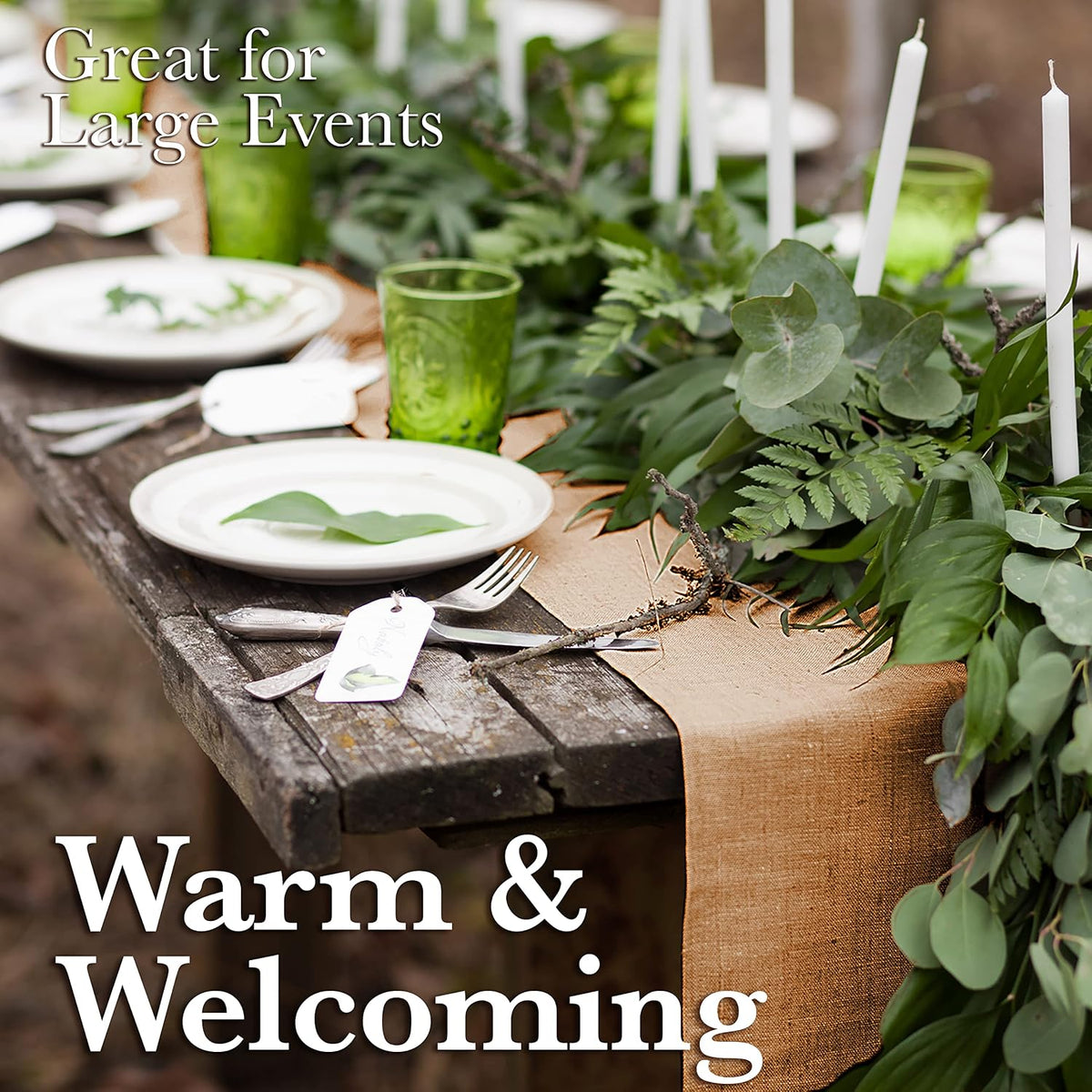 Burlap Table Runners, 12 x 108 Inch - 10 Pack Outdoor Jute Table Runners – close-up
