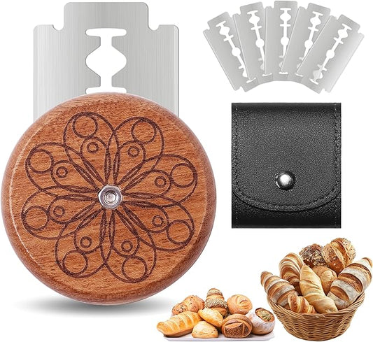 UFO Bread Lame Cutter for Homemade Sourdough,Bread Scorer Tool for Sourdough with 5 Blades and Storage Cover,Slashing Tool Bread Cutting Knife for Artisan Bread and Makers (Circle-black)