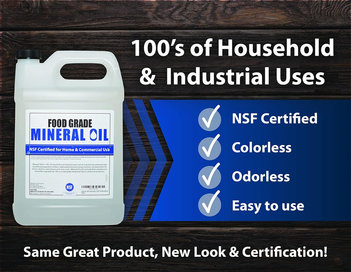 Premium 100% Pure Food Grade Mineral Oil USP, 4 Pack of Gallons, Food Safe – alternate view