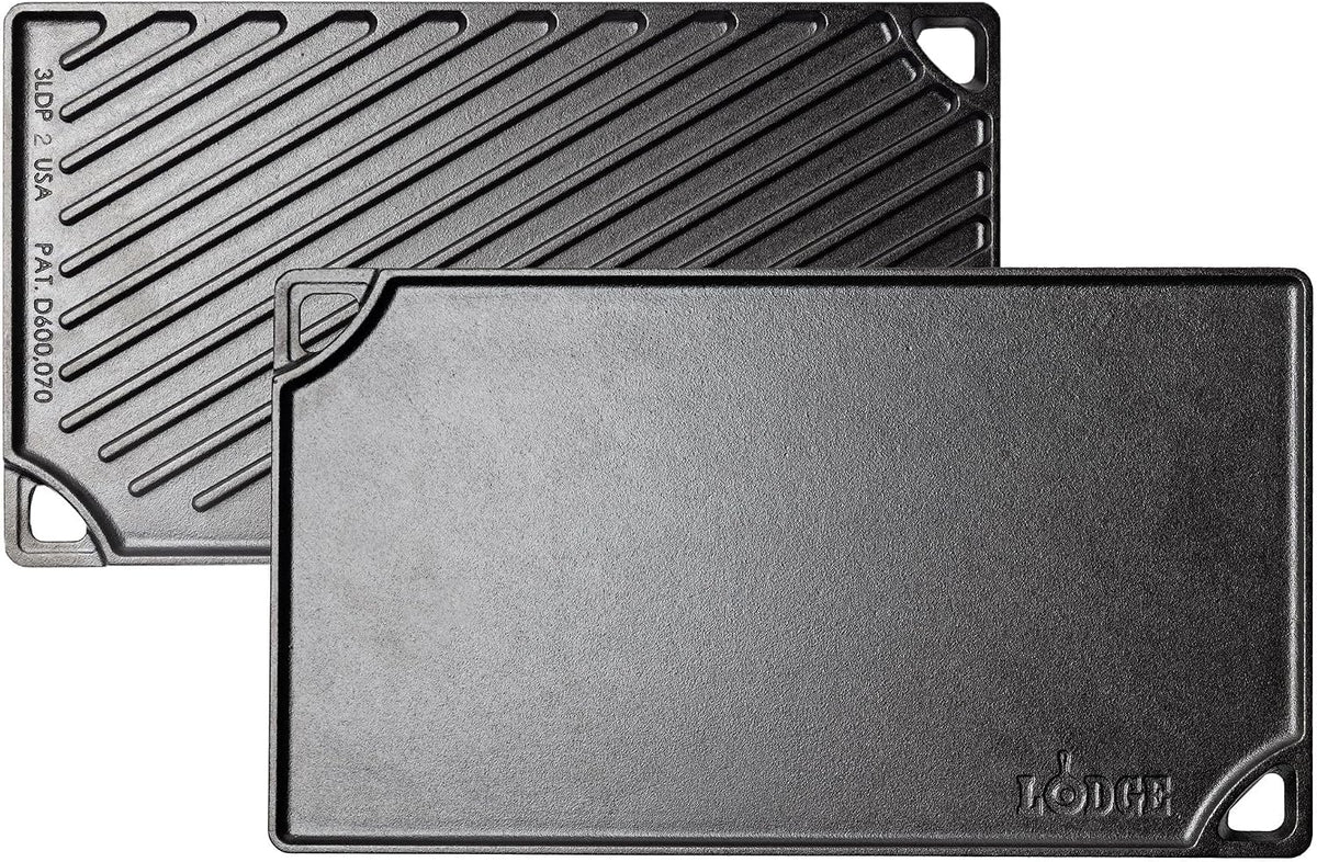 Reversible Cast Iron Grill/Griddle Pan, 16.75 x 9.5 Inches – detail