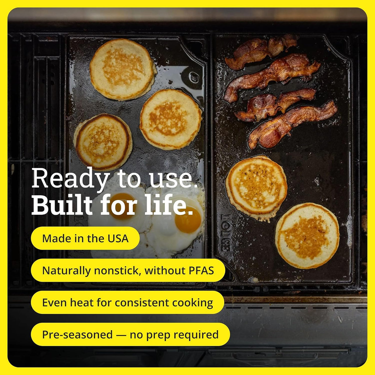 Reversible Cast Iron Grill/Griddle Pan, 16.75 x 9.5 Inches – alternate view