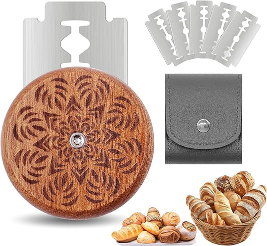 UFO Bread Lame Cutter for Homemade Sourdough,Bread Scorer Tool for Sourdough with 5 Blades and Storage Cover,Slashing Tool Bread Cutting Knife for Artisan Bread and Baguette Makers,Leaf