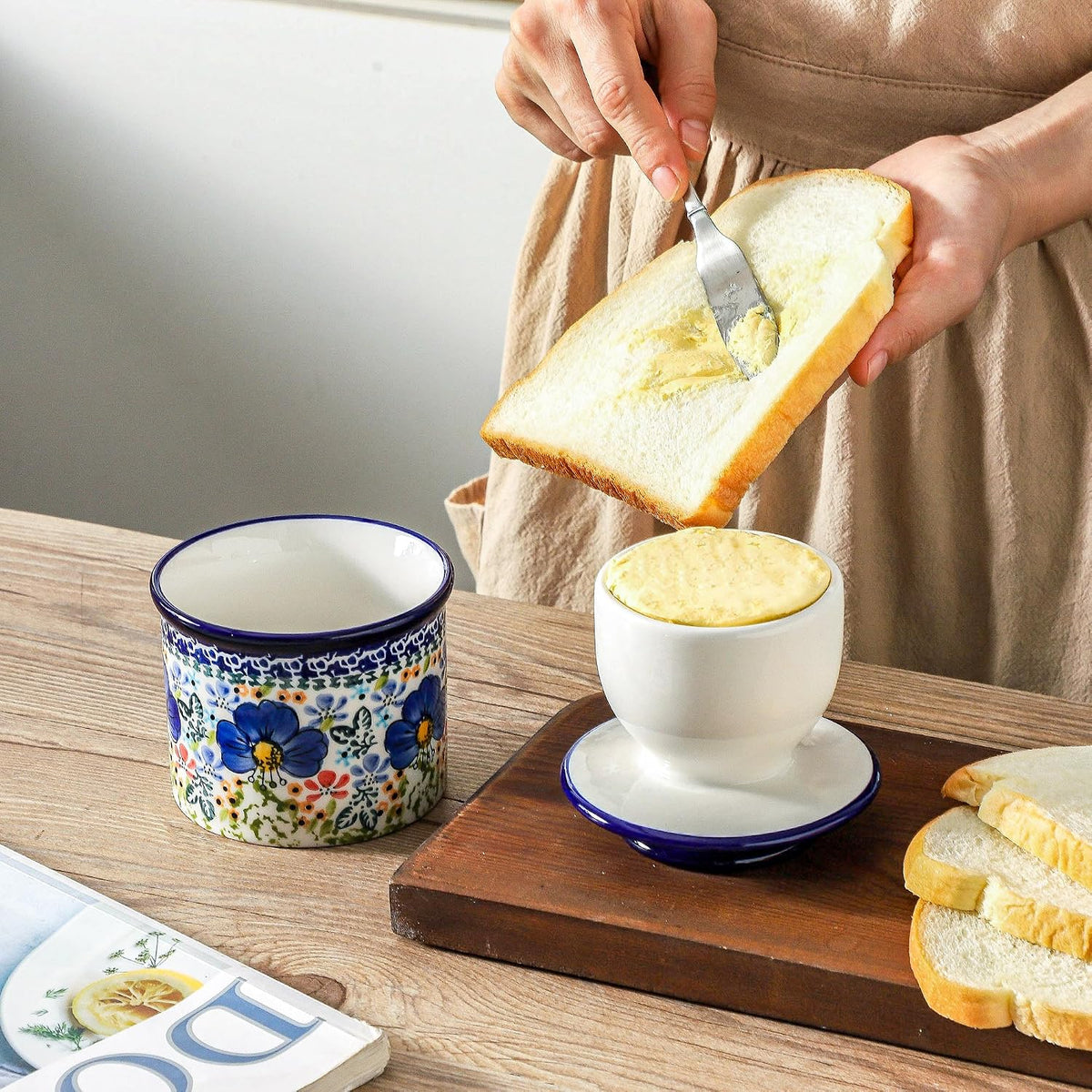 Butter Crock with Lid for Countertop, Ceramic French Butter Keeper – features