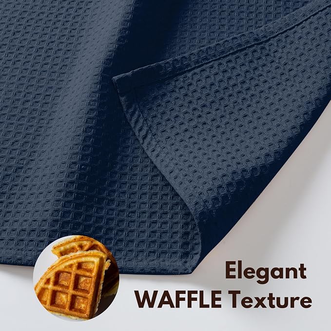 Dish Towels, 6-Pack Navy Waffle Weave Cotton, 16x26 Inches