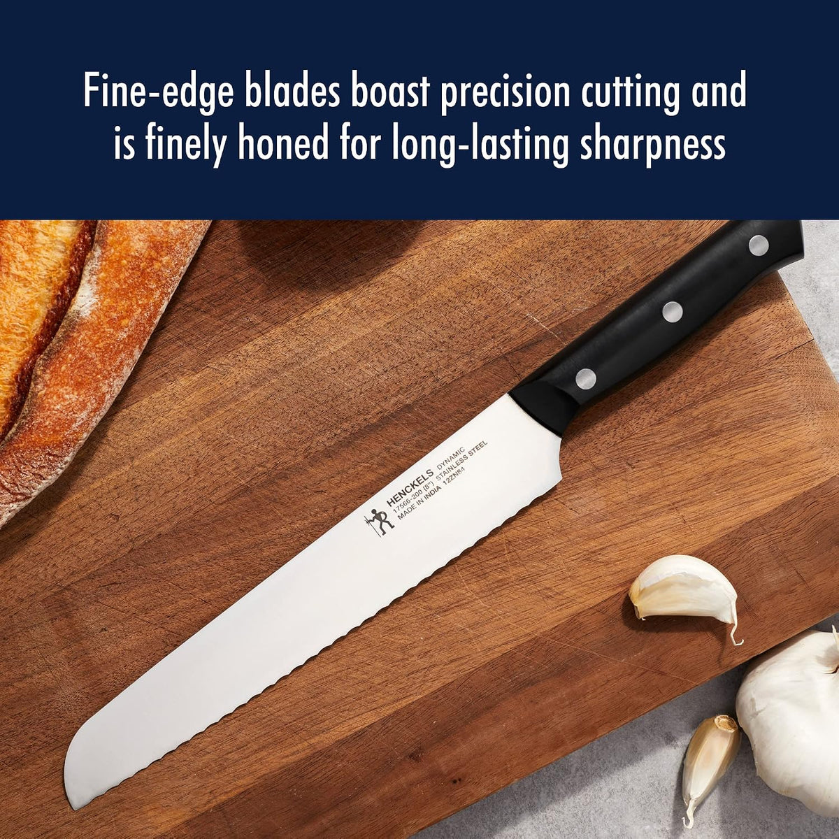 Dynamic 5-Pc Knife Set with Chef, Bread, Utility, Paring, Santoku – another angle