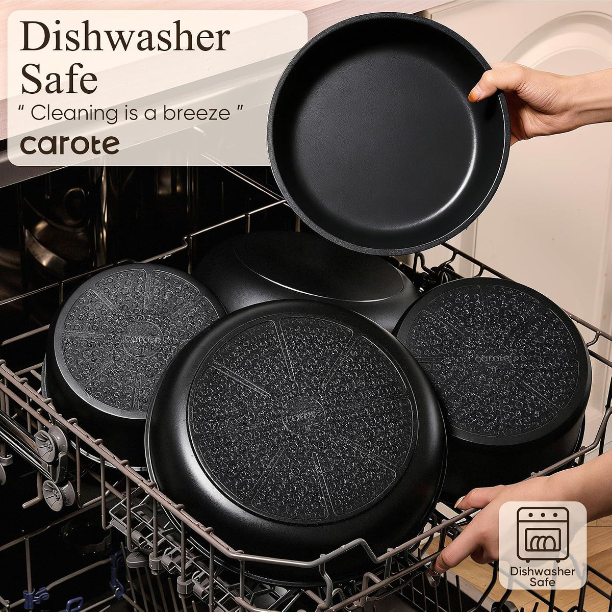 21pcs Pots and Pans Set Non Stick, Detachable Handle Cookware, Black – features