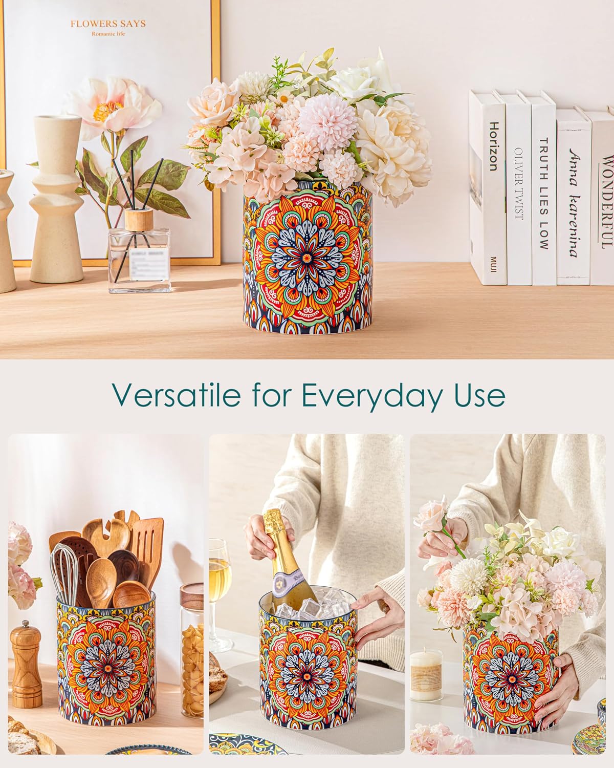 7.3"+5.5" Utensil Holder, Porcelain Utensil Holder for Countertop – features