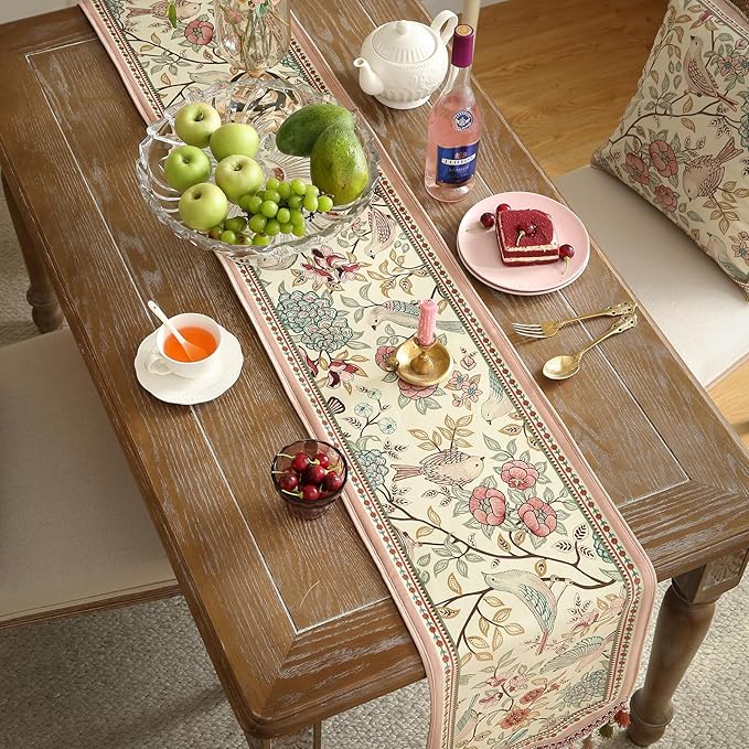 Table Runner, 12 x 118 Inch Cullom Velvet Floral Polyester