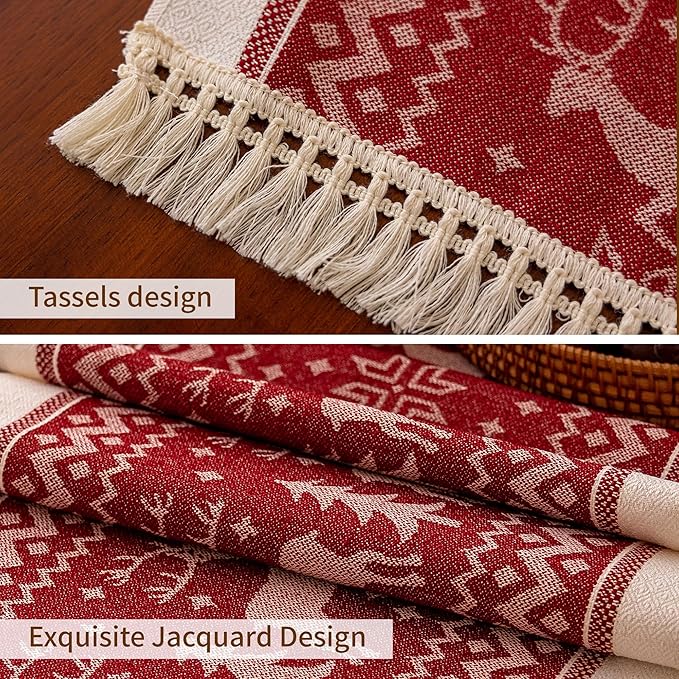 Table Runner, Polyester with Fringed Trim, 14 x 138 Inch