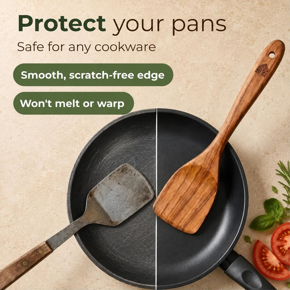 Wooden Spoons for Cooking – 10 Pcs Non Toxic Teak Kitchen Utensils Set – size reference
