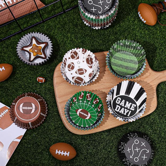 Baking Cups, 600 Pcs Football Themed Paper Cupcake Liners in 6 Designs